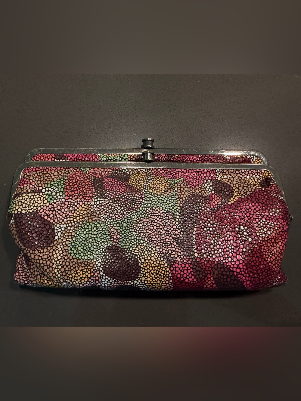 HOBO International Lauren Floral Leather Double Frame Clutch Wallet